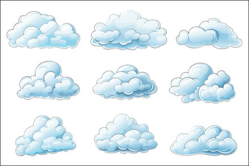 Set Of Cloud in cartoon style 