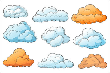 Set Of Cloud in cartoon style 