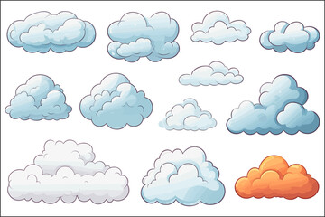 Set Of Cloud in cartoon style 