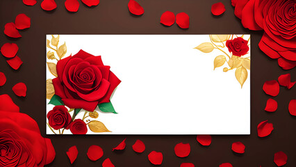 red roses on a white and black background template for banner posters and designs 