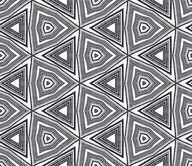 Striped hand drawn pattern. Black symmetrical