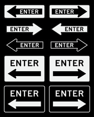 Enter Left And Right Traffic Signs. Vector And Illustrations.