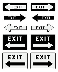 Exit Left And Right Traffic Signs. Vector And Illustrations.