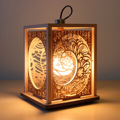 stunning wood table lamp made with a laser cutter Generated AI