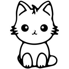 Cute cat outline vector illustration, color cat vector illustration, International Cat Day