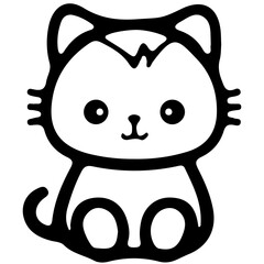 Cute cat outline vector illustration, color cat vector illustration, International Cat Day