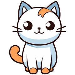 Cute cat outline vector illustration, color cat vector illustration, International Cat Day