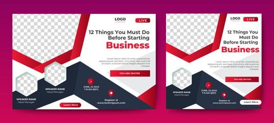 Business Webinar banner invitation template design. vector