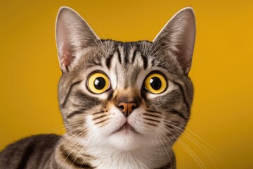 close up of a cat with striking yellow eyes. Generative AI