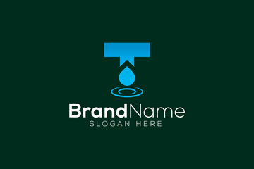 Letter T water drop blue logo design vector template