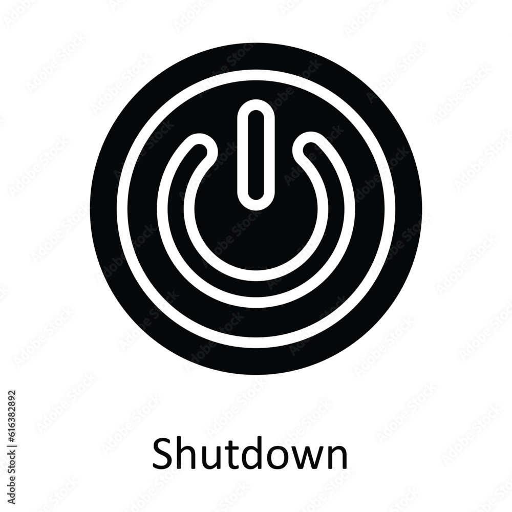 Poster shutdown vector solid icon design illustration. multimedia symbol on white background eps 10 file