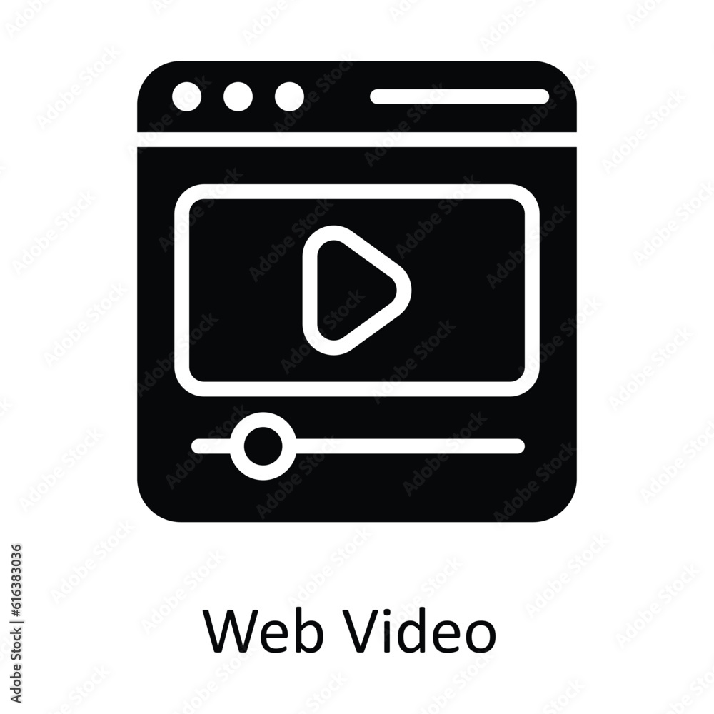Poster web video vector solid icon design illustration. multimedia symbol on white background eps 10 file