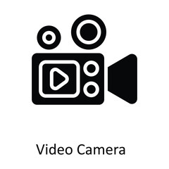 Video Camera  Vector   solid Icon Design illustration. Multimedia Symbol on White background EPS 10 File