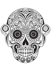 black and white skull print, suitable for wall art, eps file ready, skull embroidery pattern drawing, iso size print ready drawing