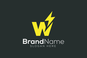 Letter W thunder logo design template