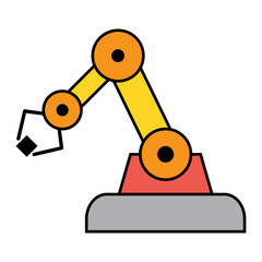 Mechanical robot arm machine icon, technology hydraulic robotic hand, vector illustration