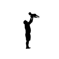 Fototapeta na wymiar Happy Fatherr's Day. Vector cute illustrations of father, grandmother and daughter hugging, and son. Father and the baby. Father and the baby silhouette. Father's day icon.