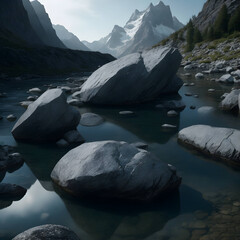 Water stone the mountain