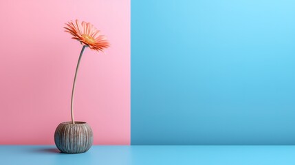 Flower Vase Pot Pastel Background Copy Space generative ai