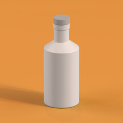 Monochrome Bottle on Orange Background, 3d Rendering