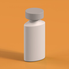 Monochrome Bottle on Orange Background, 3d Rendering