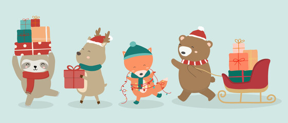 Animal in different activity Design elements for the web, cards and publications.