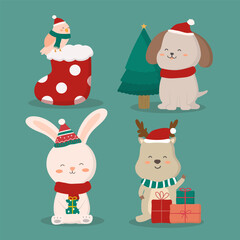 Animal in different activity Design elements for the web, cards and publications.