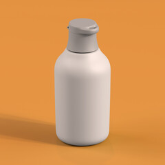 Monochrome Bottle on Orange Background, 3d Rendering