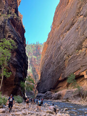 People moving through water, Zion National Park, Utah