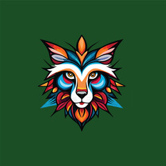 Fox head logo, abstract, vector, colored,for t-shirt, tattoo style