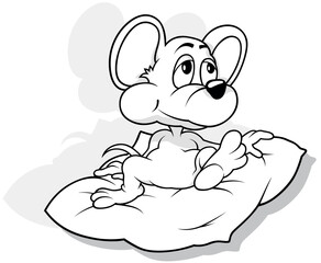 Drawing of a Mouse Sitting on a Pillow