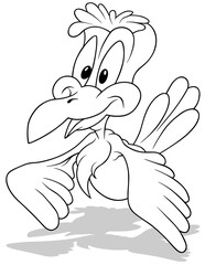 Drawing of a Funny Cuckoo with Big Eyes