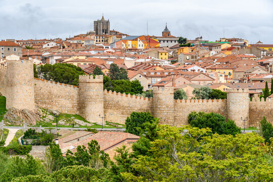 The ramparts of Avila and the Cathedral, Castilla y Leon, Spain
