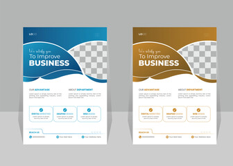 Modern Business Flyer Design Template A4 Size with Two Color Scheme