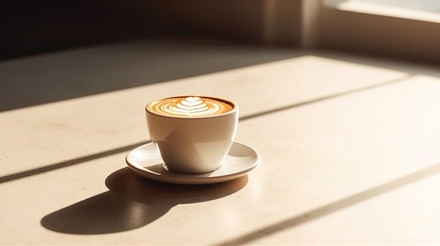 Coffee latte art cup office desk generative ai