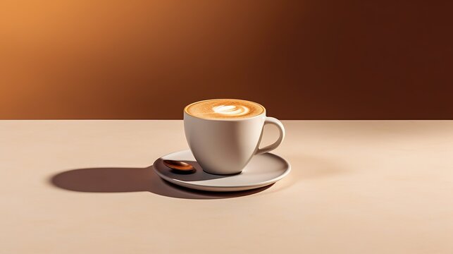 Coffee latte art cup office desk generative ai