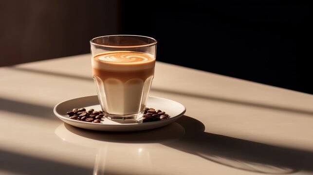 Coffee latte art cup office desk generative ai