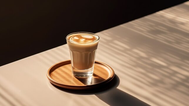 Coffee latte art cup office desk generative ai
