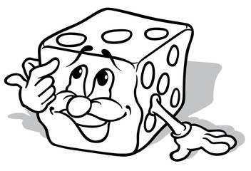 A Drawing of a Dice with a Big Smile on its Face