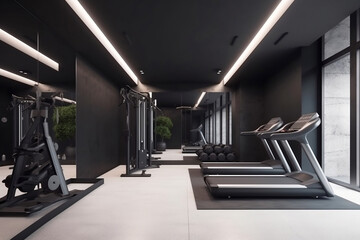 modern gym design with treadmills
