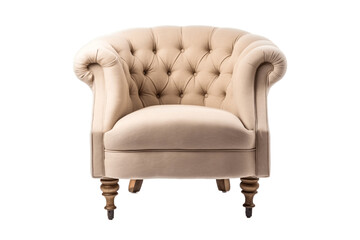 Beige armchair isolated on transparent background 