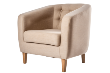 Beige armchair isolated on transparent background 
