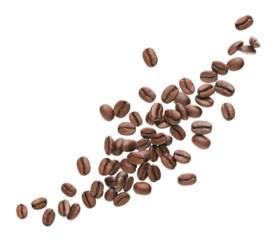 Coffee beans splashing