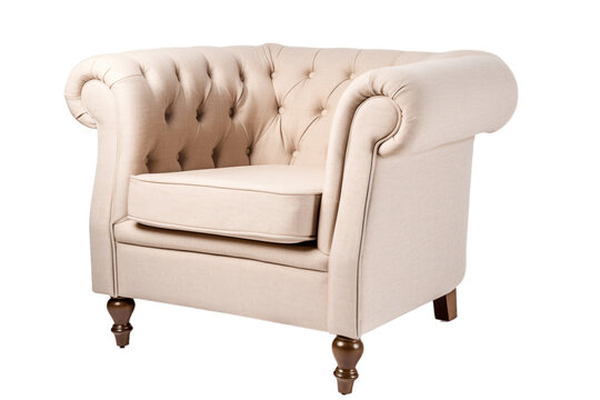 Beige armchair isolated on transparent background 