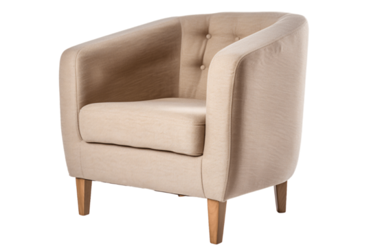 Beige armchair isolated on transparent background 