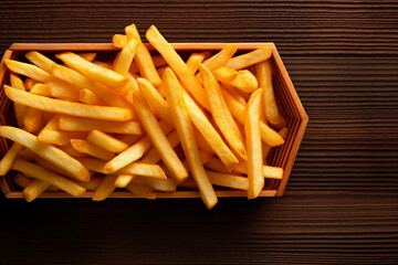 fat french snack potato gold meal tasty fry background food chip. Generative AI.
