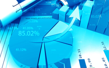 Business graph finance chart. Concept of stock trading and financial markets. 3d illustration.