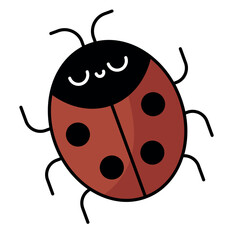 Vector hand drawn cartoon illustration of cute ladybug