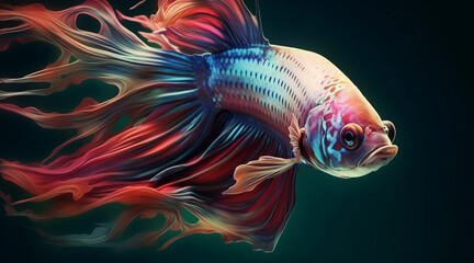 Beauty fantasy fighting fish art. Generative AI