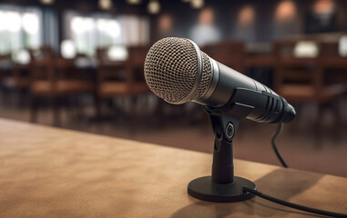 Microphone in Conference Seminar room. Generative AI